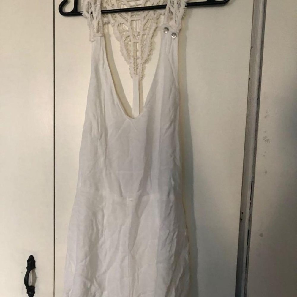 White Sexy Back Lace Romper